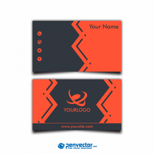 Orange corporate business card free vector