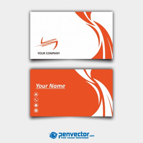 Simple wave orange business card free vector
