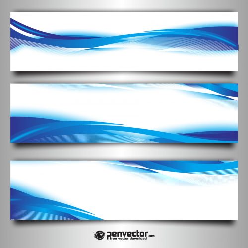 Abstract wave blue set banner background free vector