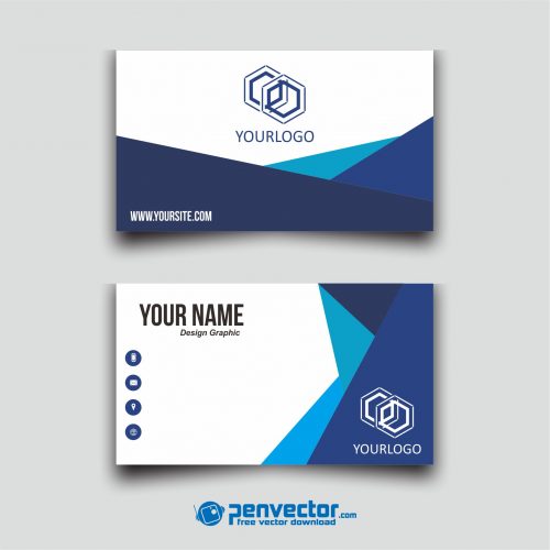 Blue line business card free vector