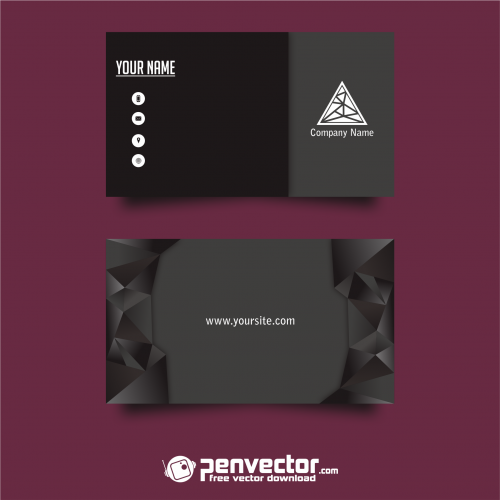 Lowpoly black business card free vector
