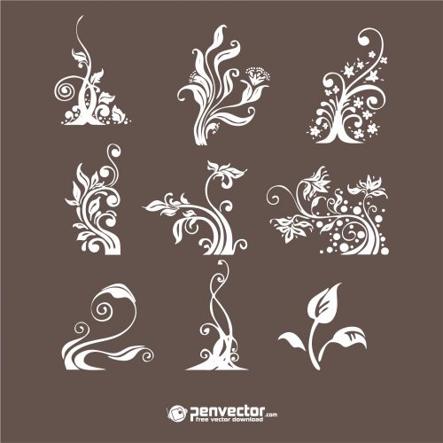 Swirly floral design 2 free vector