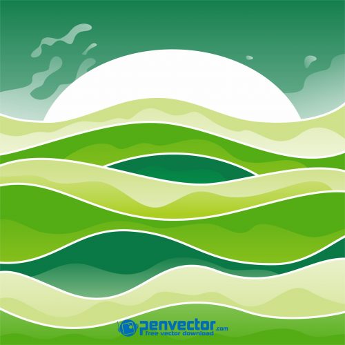 Green wave background free vector