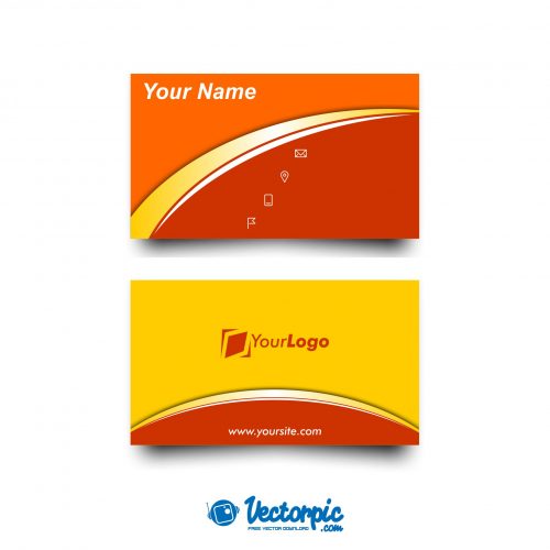 design business card orange yellow free vector