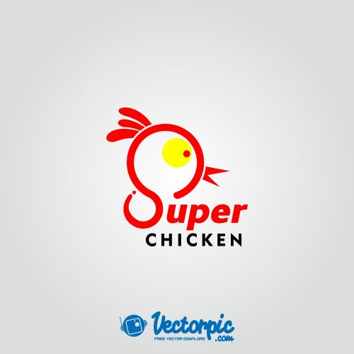 Super chicken logo design free vector