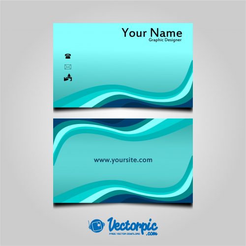 blue wave business card design free vector