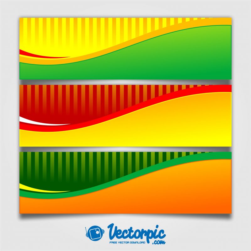 set-of-banner-green-yellow-red-background-free-vector