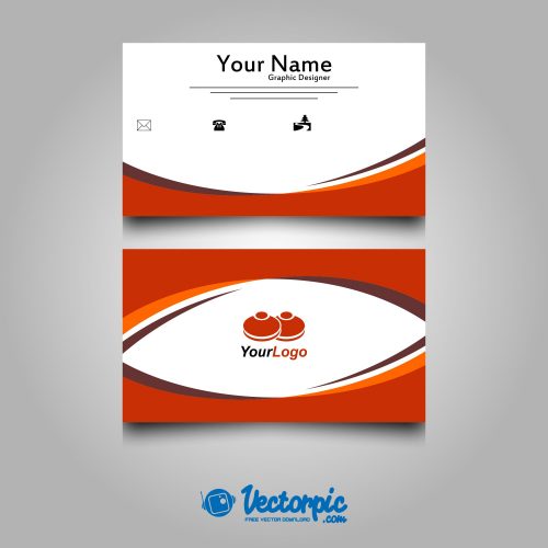 wave orange line business card free vector