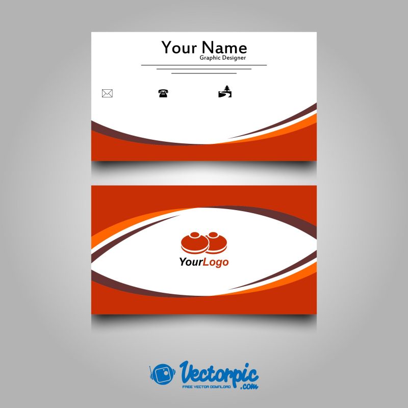 wave-orange-line-business-card-free-vector