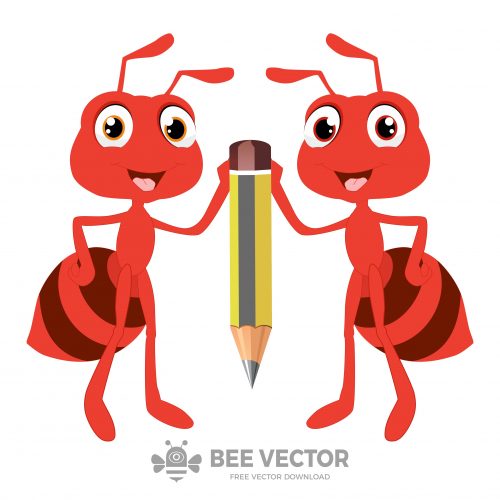 Couple Ant With Pencil Free Vector