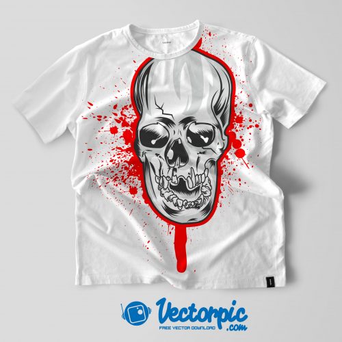 skull design and mock up t-shirt design free vector