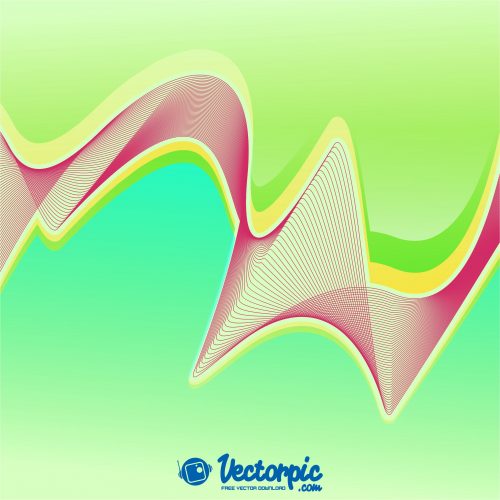 wave line abstract with green background free vector