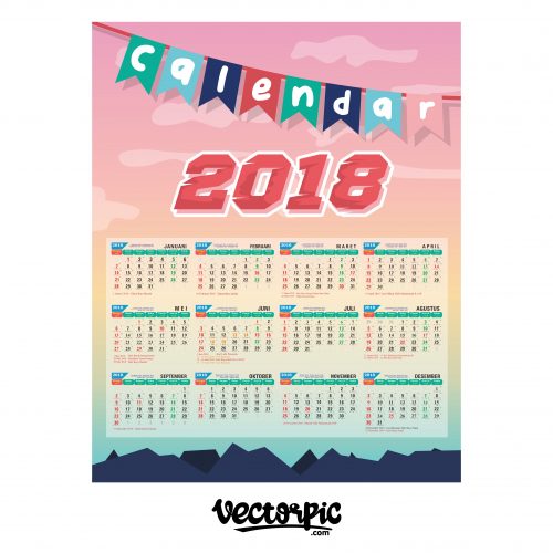 Template calendar 2018 free vector