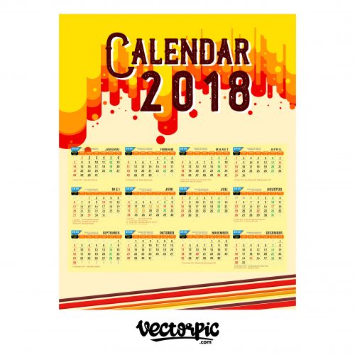 template calendar 2018 free vector