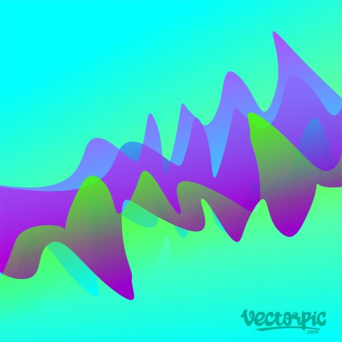 abstract wave purple and green background free vector