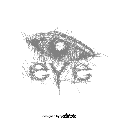 eye logo scribble style free vector