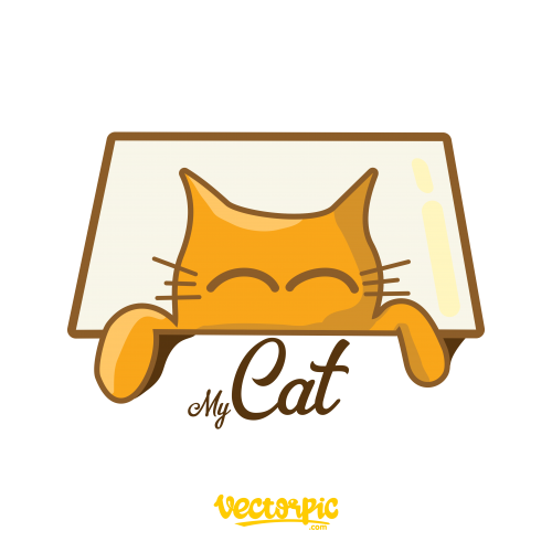 funny cat logo free vector