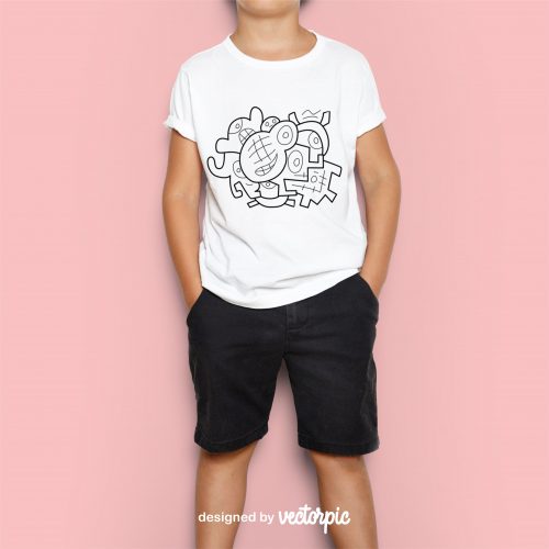 free vector design doodle kids for t-shirt