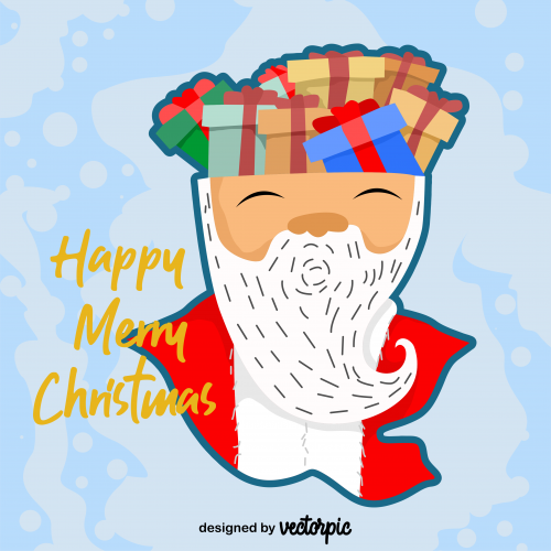 free vector design happy merry christmas gift