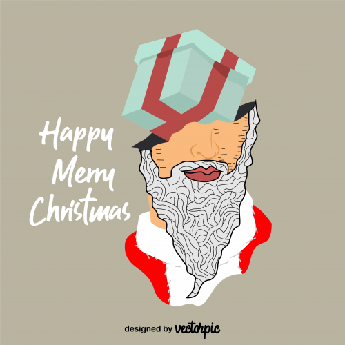 free vector design happy merry christmas gift santa