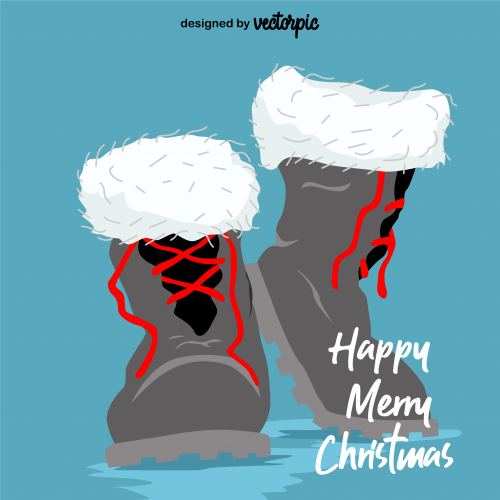 free vector design happy marry christmas shoes