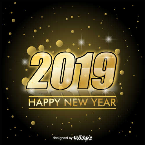 Gold modern background happy new year 2019 free vector