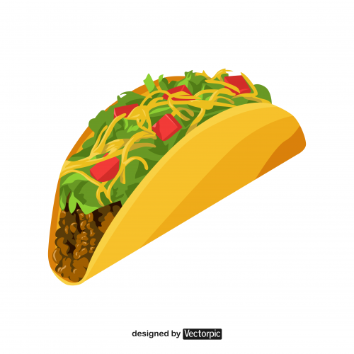 design Mexican meat and vegetable taco free vector