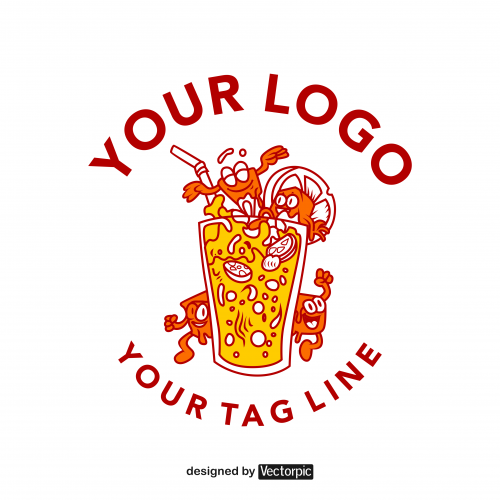 design logo vintage fresh orange ice shop free vector