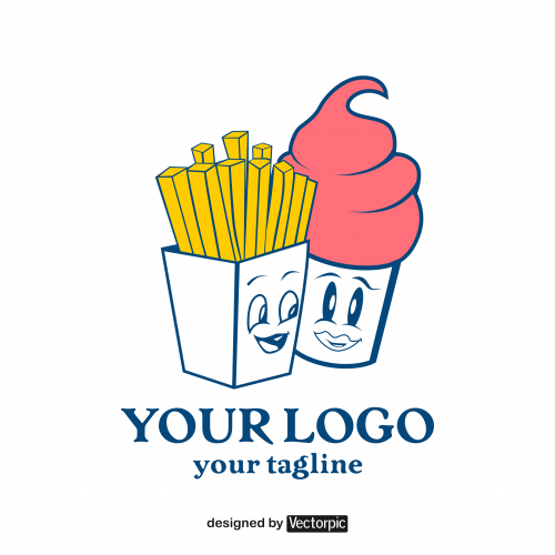 design logo vintage ice cream and french fries shop free vector