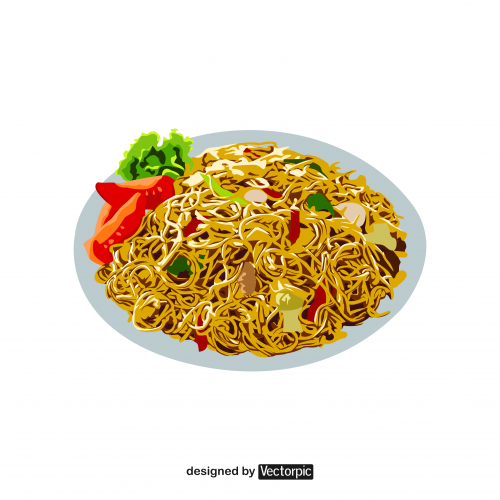 design noodles with vegetables free vector