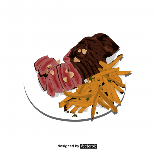 design steak and french fries free vector