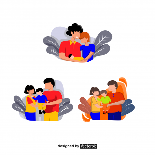 flat design father, mother and child free vector