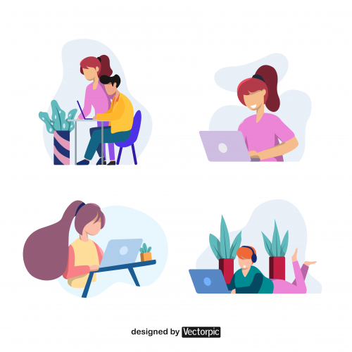 flat design laptop as work object free vector