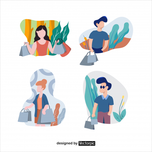 flat design people shopping free vector