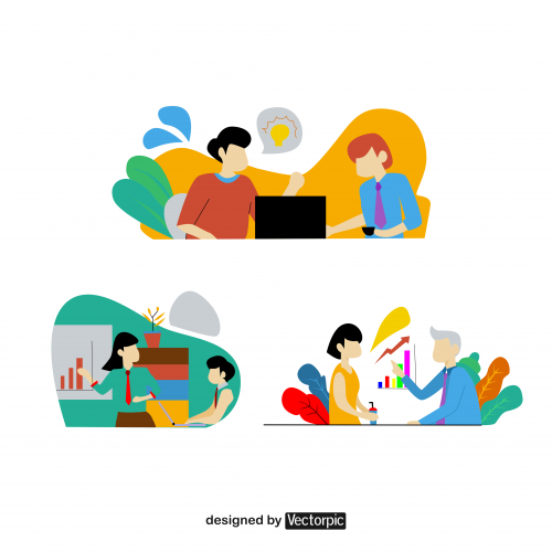 flat design two people discussion free vector