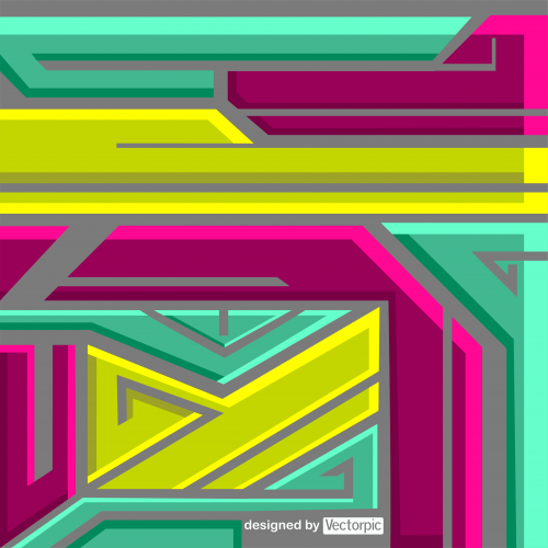 abstract racing stripes background green, yellow and pink color free vector