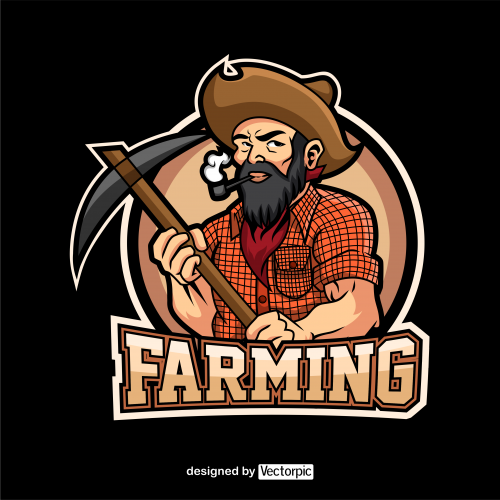 farmer e-sport mascot logo free vector