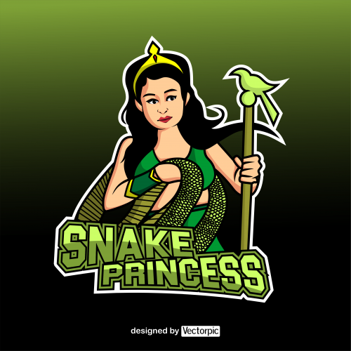 snake princess e-sport mascot logo free vector