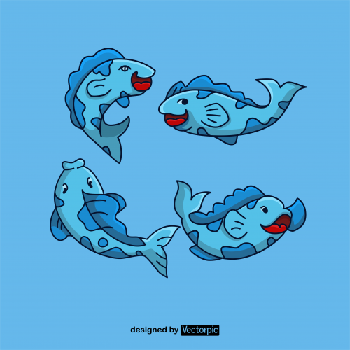 fish animal cartoon design free vector