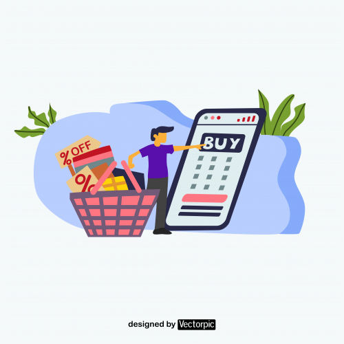 online shopping theme flat design free vector