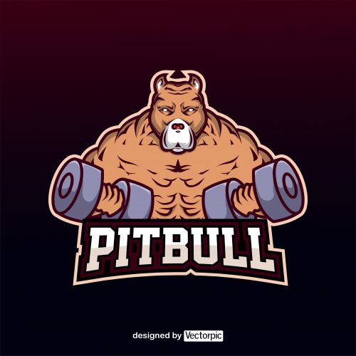 pitbull e-sport mascot logo free vector