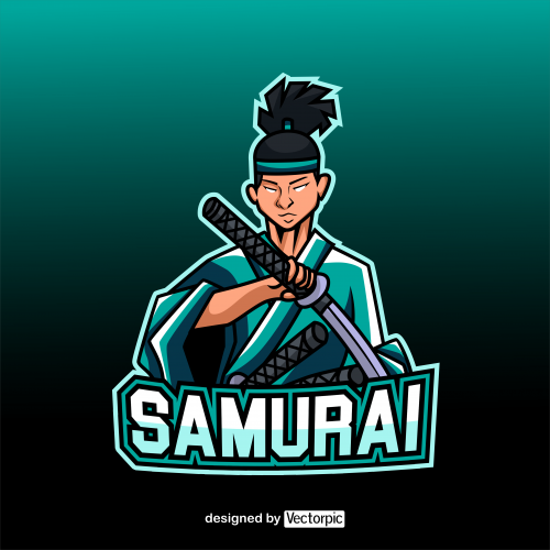 samurai e-sport mascot logo free vector