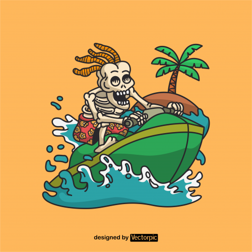 speed boat skull t-shirt design free vector