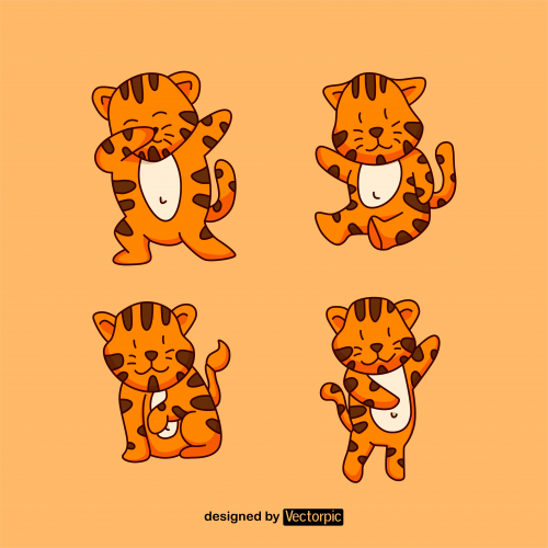 tiger animal cartoon design free vector