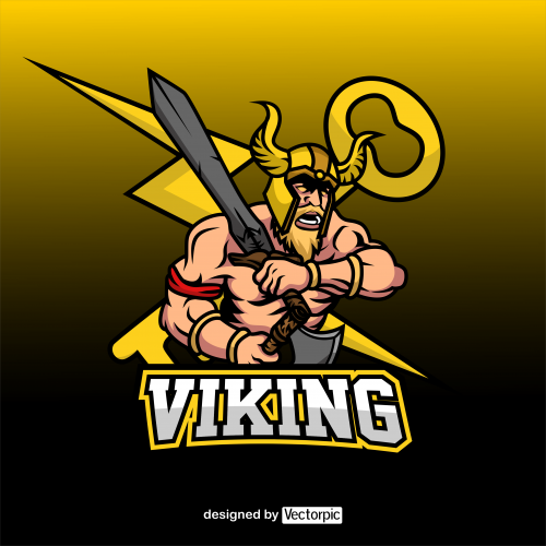 viking e-sport mascot logo free vector
