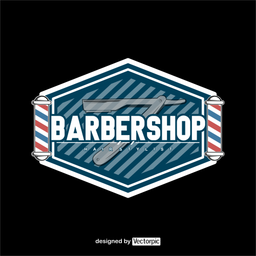 barbershop retro logo design free vector