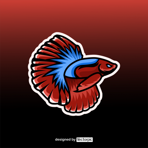 betta fish e-sport mascot logo free vector