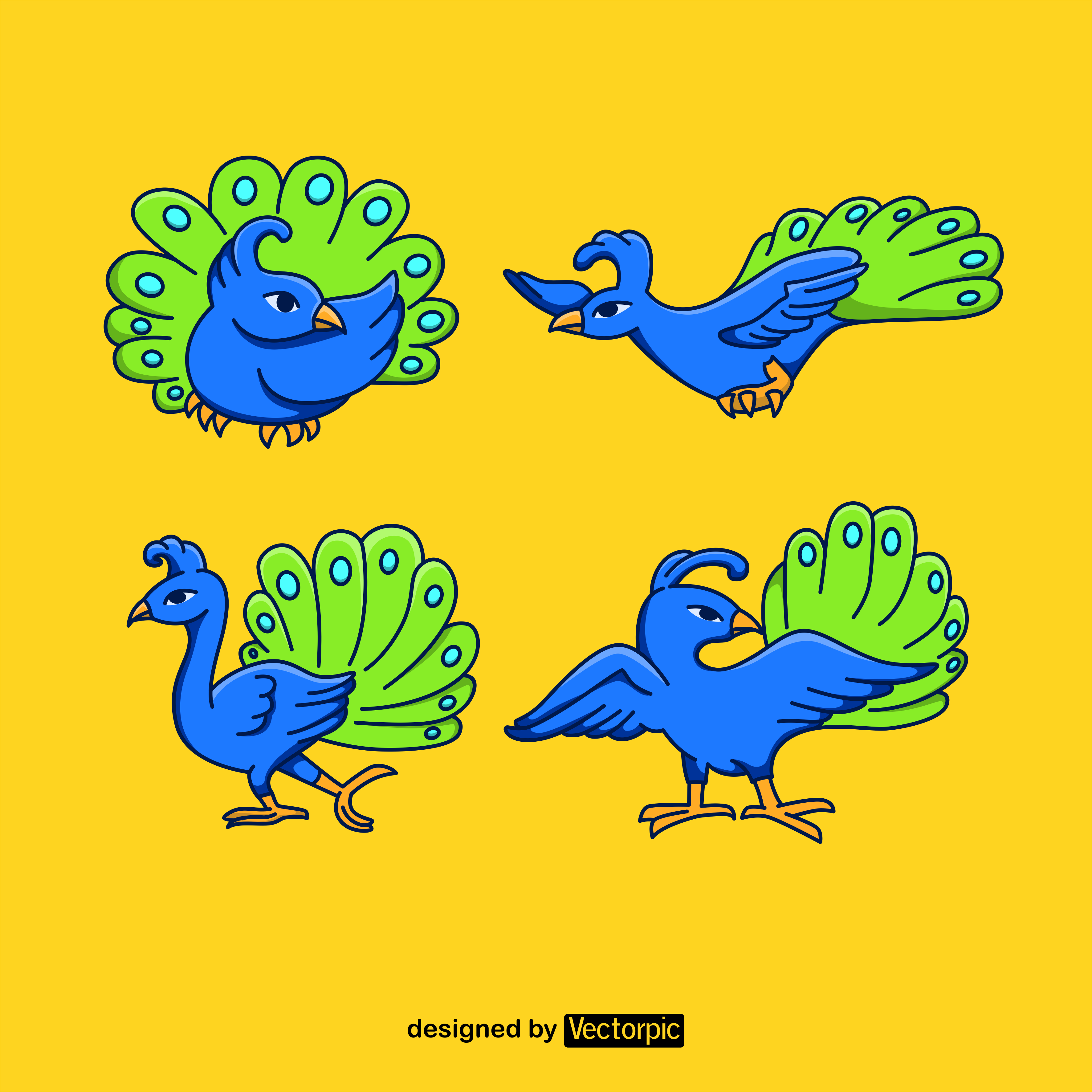 peacock animal cartoon design free vector