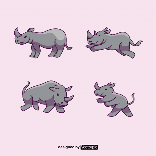 rhino animal cartoon design free vector
