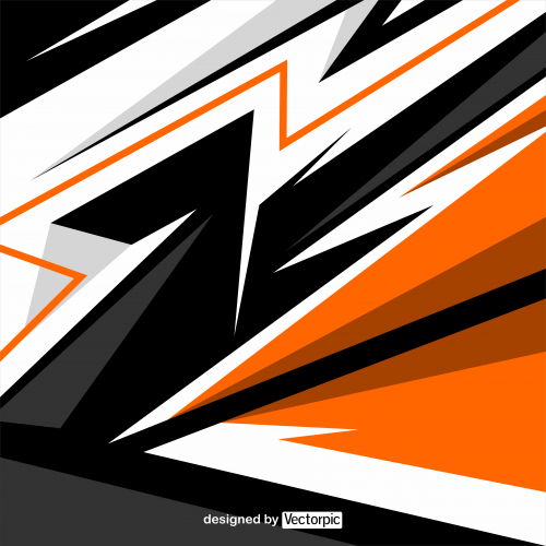 abstract racing stripes background with black, white and orange color free vector